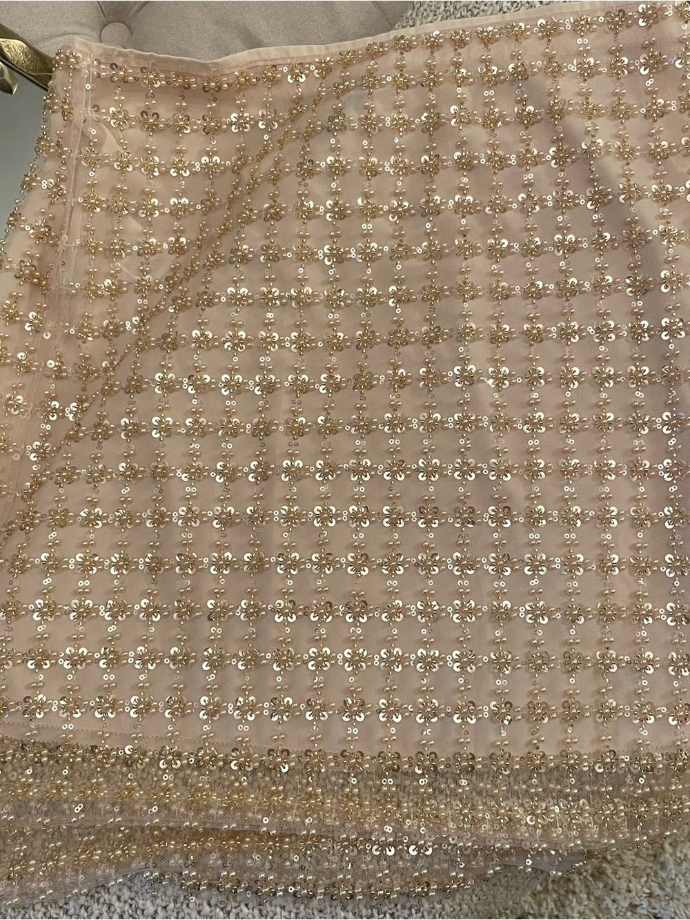 J. Crew Blush Pink Beaded Floral Embellished Skirt - Picture 5 of 6